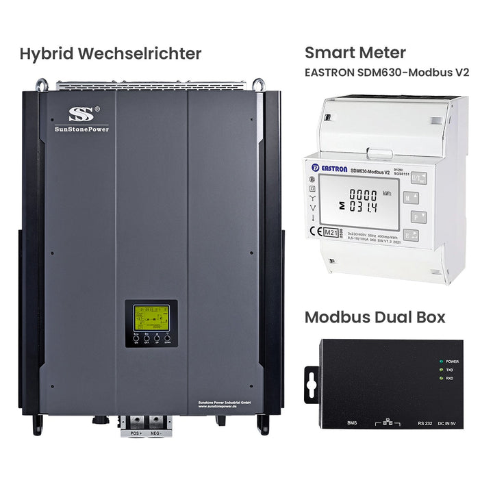 Сонячний інвертор 10 кВт, трифазний гібридний інвертор 48 В з Modbus-Box, розумний лічильник EASTRON SDM630-Modbus V2 | Sunstone Power Industrial GmbH | Купити товари для фотоелектричних систем, склад у Німеччині
