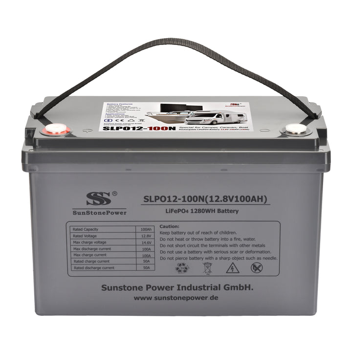 Lithium Batterie 12V 100AH Stromspeicher mit BMS für Wohnmobil Wohnwagen Garten Balkon Dach | Sunstone Power Industrial GmbH | PV-Anlagen Produkte kaufen